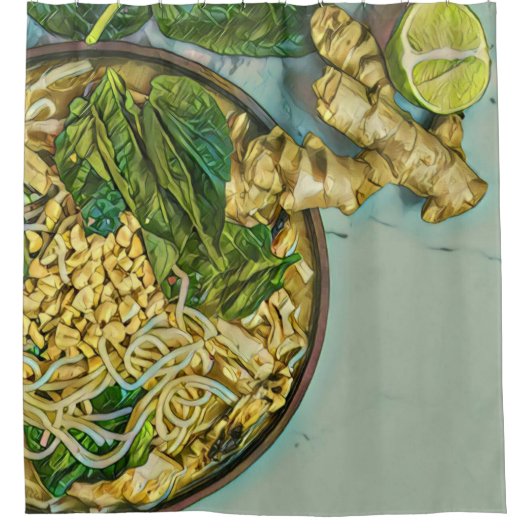 麺好きの贈り物 シャワーカーテン (正面)