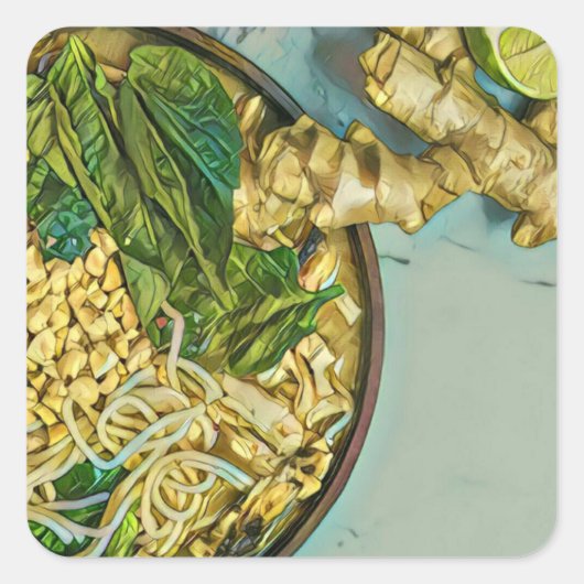 麺好きの贈り物 スクエアシール (正面)