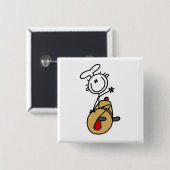 麺棒のTシャツおよびギフトを持つパン屋 缶バッジ (正面&裏面)