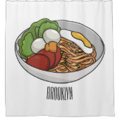 麺漫画イラストレーション シャワーカーテン (正面)