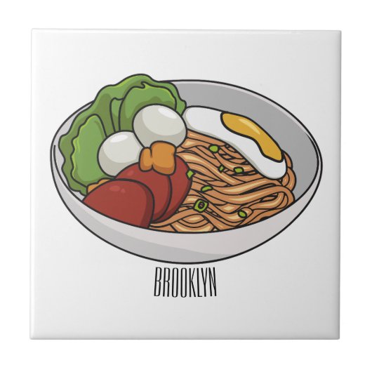 麺漫画イラストレーション タイル (正面)