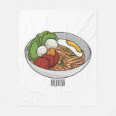 麺漫画イラストレーション フリースブランケット (正面)