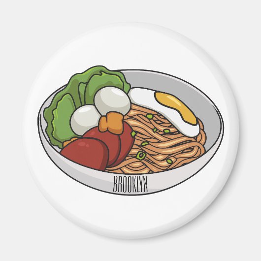 麺漫画イラストレーション マグネット (正面)