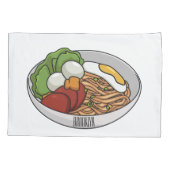 麺漫画イラストレーション 枕カバー (裏面)