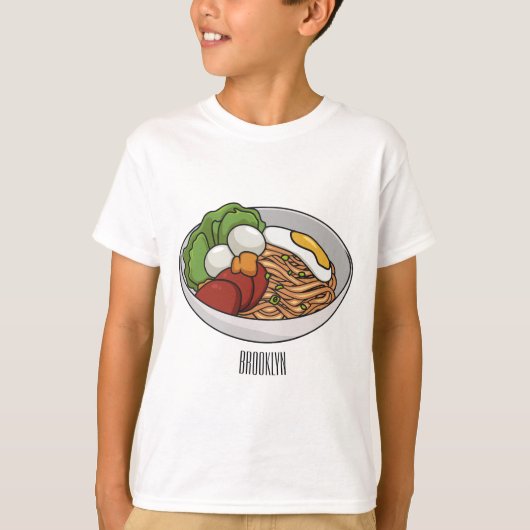 麺漫画イラストレーション Tシャツ (正面)