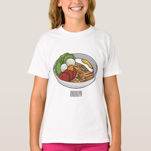 麺漫画イラストレーション Tシャツ (正面)