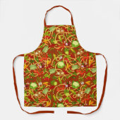 麺類とカラフル類の赤褐色 エプロン (正面)