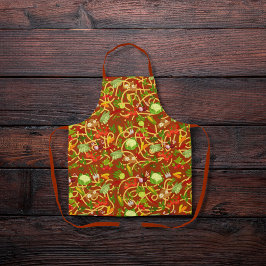 麺類とカラフル類の赤褐色 エプロン