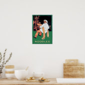 麺,パスタの人と機械,編集文字 ポスター (キッチン)