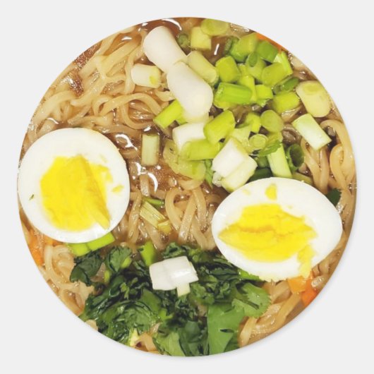麺、ラーメンおもしろいスープ写真 ラウンドシール (正面)