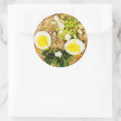 麺、ラーメンおもしろいスープ写真 ラウンドシール (バッグ)