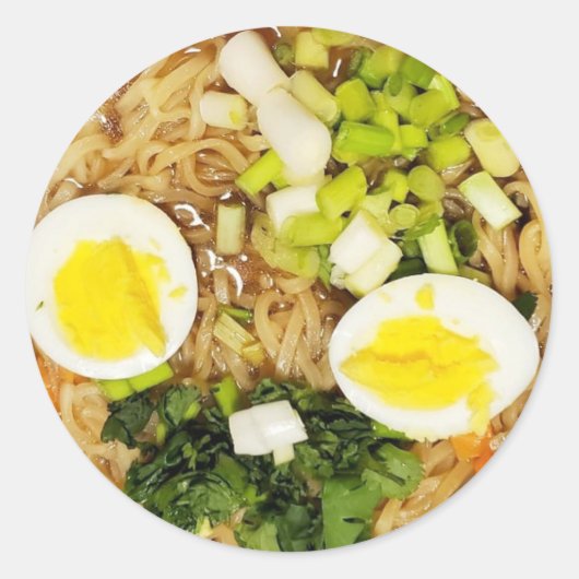 麺、ラーメンおもしろいスープ写真 ラウンドシール (正面)