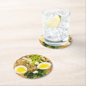 麺、ラーメンおもしろいスープ写真 ラウンドペーパーコースター (インサイチュ)