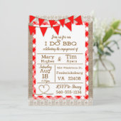 麻とギンガムの結婚式予告 BBQ 招待状 (スタンド正面)