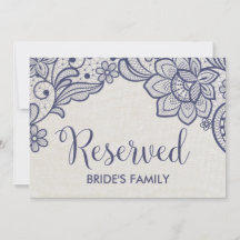 麻とネイビーレースの結婚式予約サイン