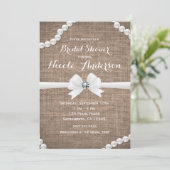 麻とパールのラスティックグラマラス ブライダルシャワー 招待状 (スタンド正面)