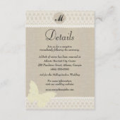麻とモノグラムの結婚式の詳細 エンクロージャーカード (正面)