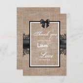 麻とリネンとレースのウェディングセレモニーお礼 サンキューカード (正面/裏面)
