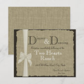 麻とリボンの結婚式　ラスティックな披露宴 招待状 (正面/裏面)