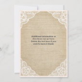 麻とレースと青いリボンのベビーシャワー招待状 招待状 (裏面)