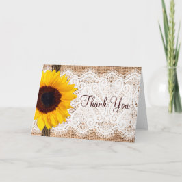 麻とレースのひまわり感謝カード サンキューカード