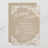 麻とレースのウェディングシャワーの招待状 招待状 (正面/裏面)