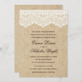 麻とレースのウェディング招待状 招待状 (正面/裏面)