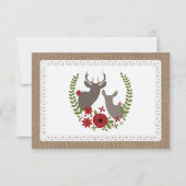 麻とレースのクリスマス鹿の返信カード 出欠カード (正面)
