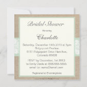 麻とレースのミント カスタマイズ可能な結婚式前パーティー 招待状 (裏面)