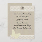 麻とレースのモノグラム受付カード 招待状 (正面/裏面)