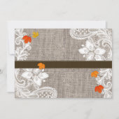 麻とレースの秋の落ち葉とパンプキンのリハーサルディナー 招待状 (裏面)