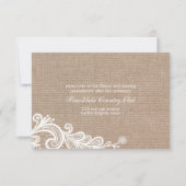 麻とレースの結婚式の受付カード 招待状 (正面)