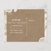 麻と白の花レースの素朴なSave The Date 案内ポストカード (裏面)