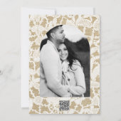 麻と白の花レース エレガントなラスティックウェディング 招待状 (裏面)