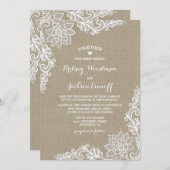 麻と花レースの結婚式招待状 招待状 (正面/裏面)