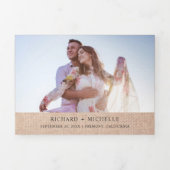 麻のひまわり メイソンジャー ストリング ライト ウェディング 三つ折り招待状 (カバー)