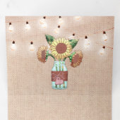 麻のひまわり メイソンジャー ストリング ライト ウェディング 三つ折り招待状 (内部最初)