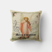 麻のクリスマスエンジェルスロー枕 クッション (正面)