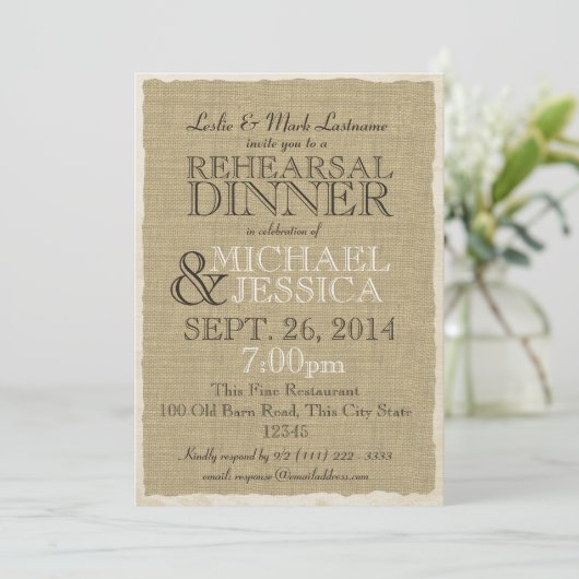 麻のクロス リハーサルディナー 招待状 (スタンド正面)