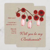 麻のサクソフォン 赤いメイソンジャー ウェディング 仲人 カード 招待状 (正面/裏面)