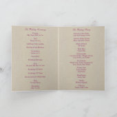 麻のサテン ピンク メイソンジャー 結婚式プログラム カード (内部)