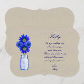 麻のサビれた青いメイソンジャー メイドオブオナー カード (正面/裏面)