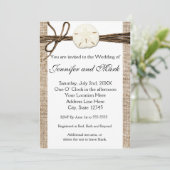 麻のサンドダラー ビーチ ラスティック ウェディング 招待状 (スタンド正面)