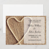 麻のハート型パール節約日発表 セーブザデート (正面/裏面)