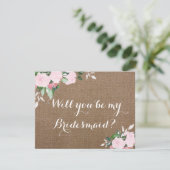 麻のピンクの牡丹の花のウェディングパーティーのお願い 招待状 (スタンド正面)