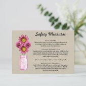 麻のピンクの花のメイソンジャー 安全対策 エンクロージャーカード (スタンド正面)