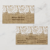 麻の上の白いレースと真珠の色のバーラップ 名刺 (正面/裏面)