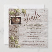 麻の入った木製のウェディング招待状 招待状 (裏面)