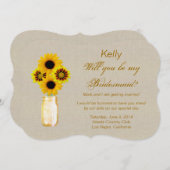 麻の実業感あふれる黄色のメイソンジャー　ウェディングプランナーへのカード 招待状 (正面/裏面)