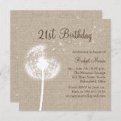麻の布の21歳の誕生日招待状 素敵な願い 招待状 (正面/裏面)